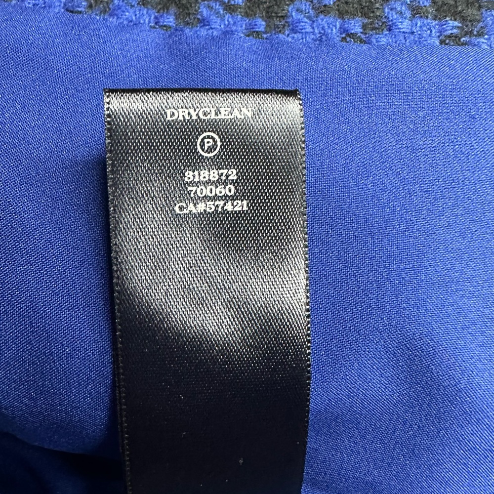 Ann Taylor Women's 2P Petite Blazer Blue Black Houndstooth Cotton Wool LS - Picture 11 of 13